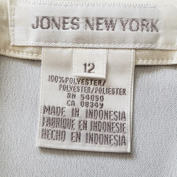 Jones New York Semi Sheer Button Loop Front Closure Chest Pocket Ivory Blouse 12 - Picture 9 of 9